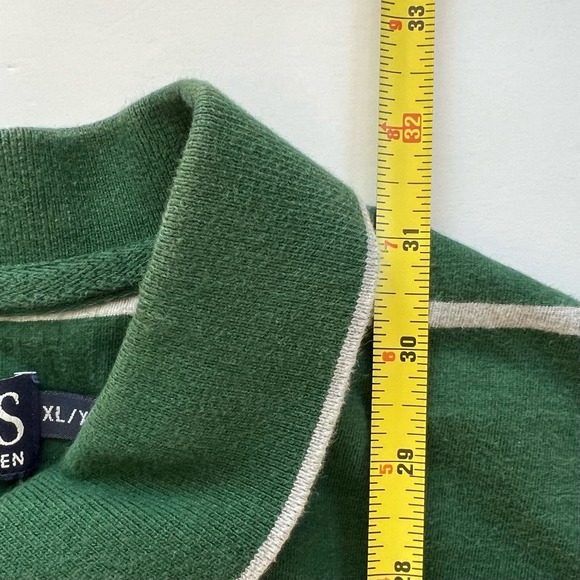 Vintage Chaps Ralph Lauren Polo Shirt Green Gray Blue Striped Preppy Rugby XL - Picture 7 of 7